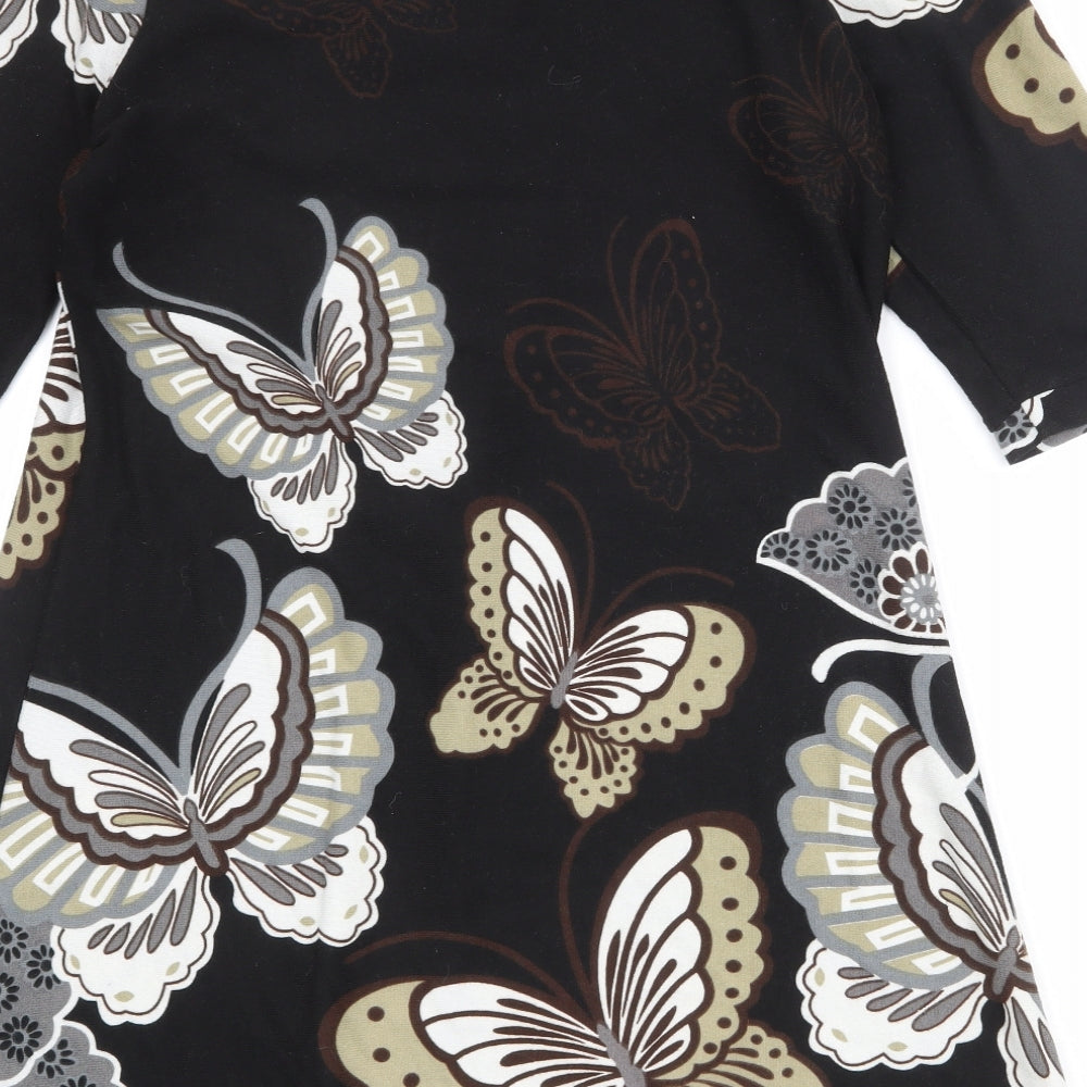 Autonomy Womens Black Geometric Polyester A-Line Size 16 Scoop Neck Pullover - Butterfly