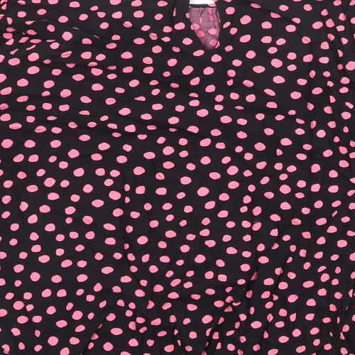 Dorothy Perkins Womens Black Polka Dot Viscose Basic Blouse Size 10 Round Neck