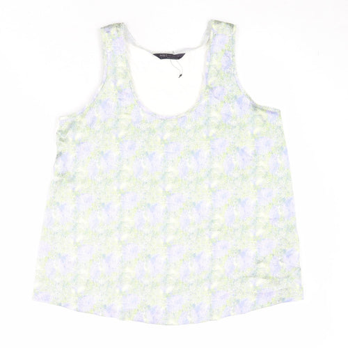 Marks and Spencer Womens Multicoloured Geometric Polyester Basic Tank Size 8 Round Neck