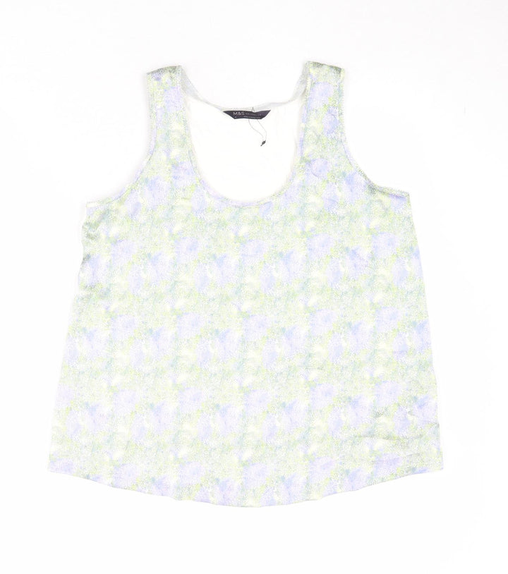 Marks and Spencer Womens Multicoloured Geometric Polyester Basic Tank Size 8 Round Neck