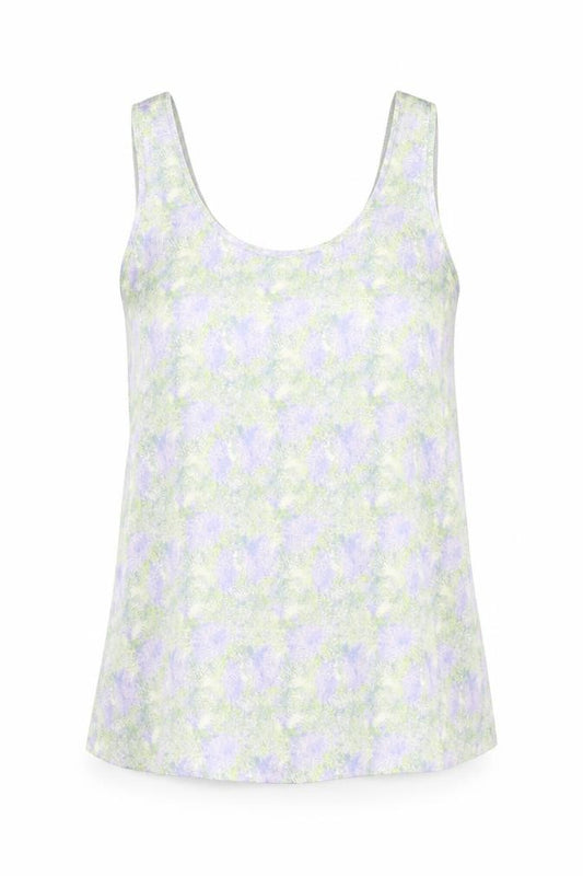Front view of Marks & Spencer women’s multicoloured geometric polyester basic tank, size UK 8, round neck