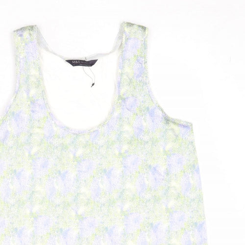 Marks and Spencer Womens Multicoloured Geometric Polyester Basic Tank Size 8 Round Neck