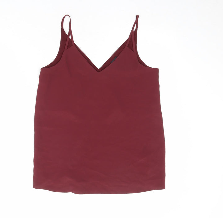 River Island Womens Red Polyester Basic Tank Size 8 V-Neck