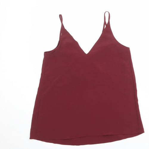 River Island Womens Red Polyester Basic Tank Size 8 V-Neck