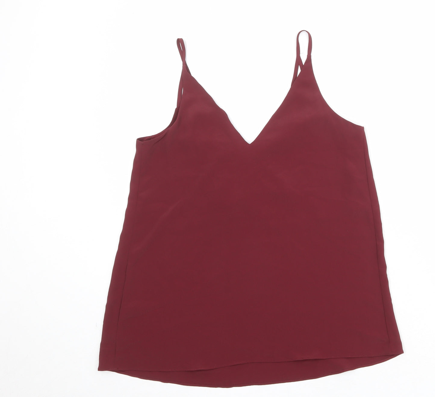 River Island Womens Red Polyester Basic Tank Size 8 V-Neck