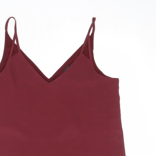 River Island Womens Red Polyester Basic Tank Size 8 V-Neck