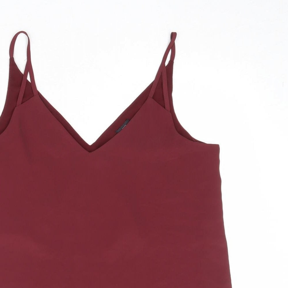 River Island Womens Red Polyester Basic Tank Size 8 V-Neck