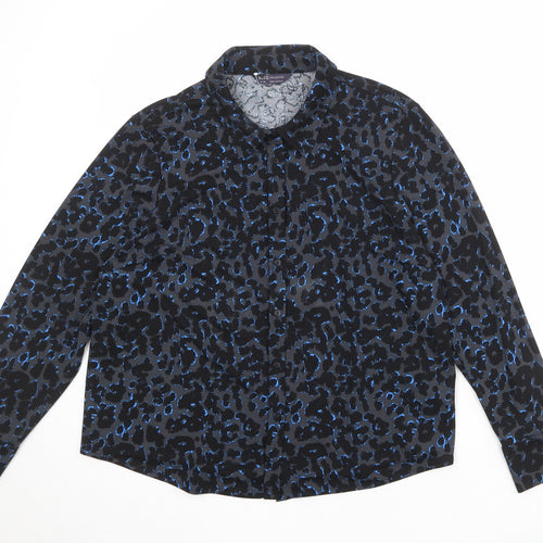 Marks and Spencer Womens Black Animal Print Polyester Basic Button-Up Size 22 Collared - Leopard Print