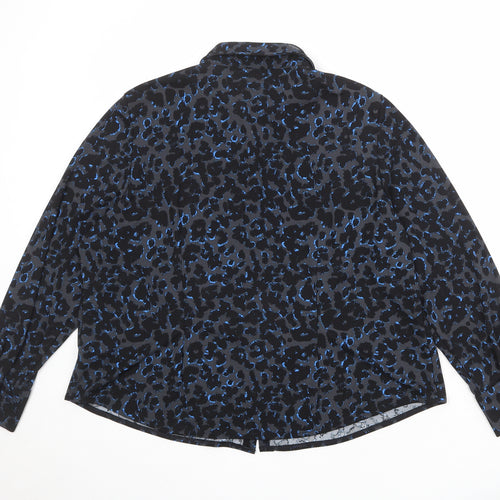 Marks and Spencer Womens Black Animal Print Polyester Basic Button-Up Size 22 Collared - Leopard Print