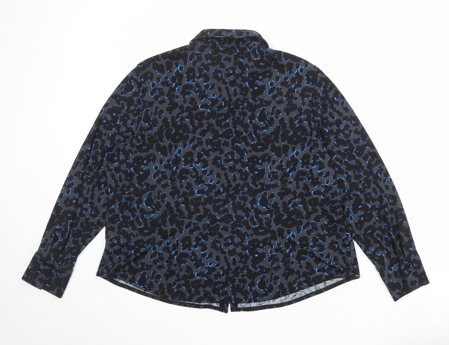 Marks and Spencer Womens Black Animal Print Polyester Basic Button-Up Size 22 Collared - Leopard Print