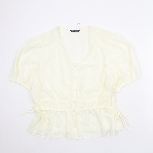 Marks and Spencer Womens Ivory Polyester Basic Blouse Size 20 Round Neck