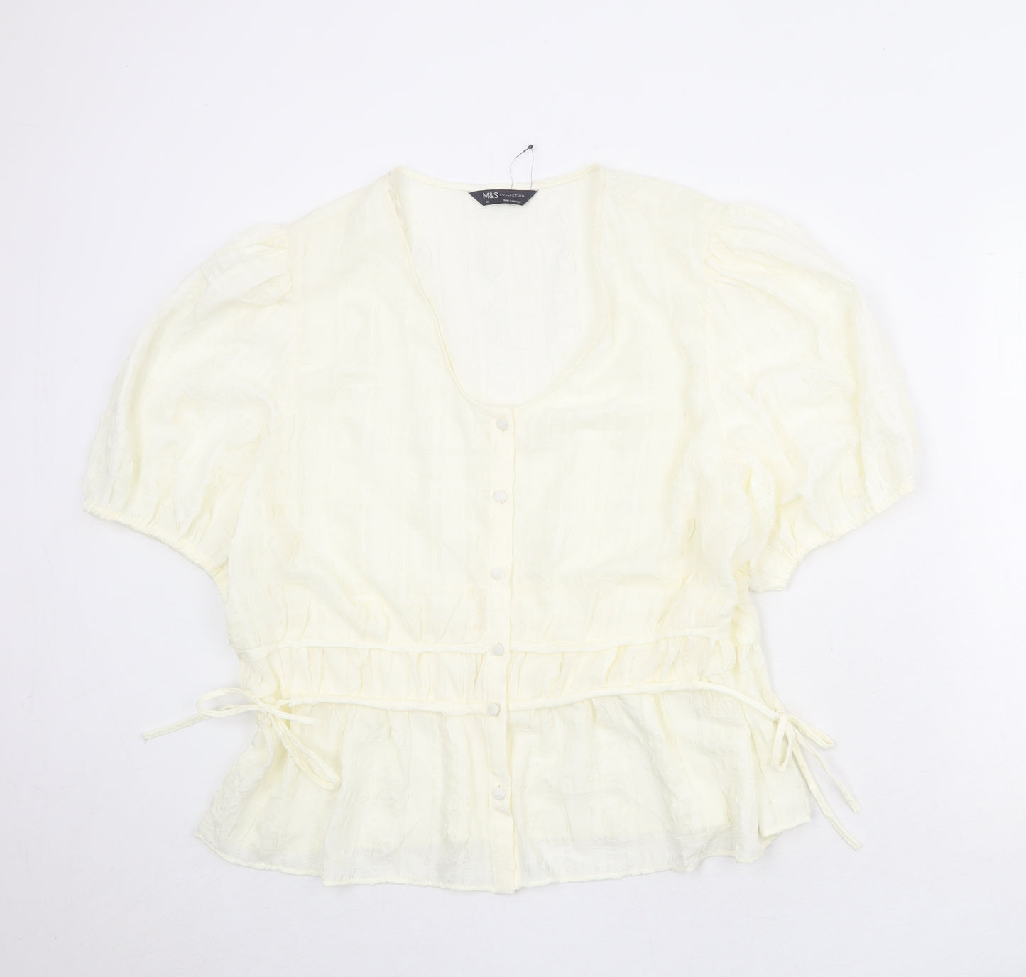 Marks and Spencer Womens Ivory Polyester Basic Blouse Size 20 Round Neck