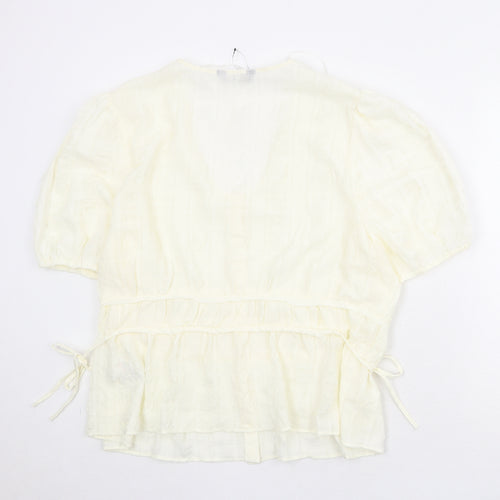 Marks and Spencer Womens Ivory Polyester Basic Blouse Size 20 Round Neck