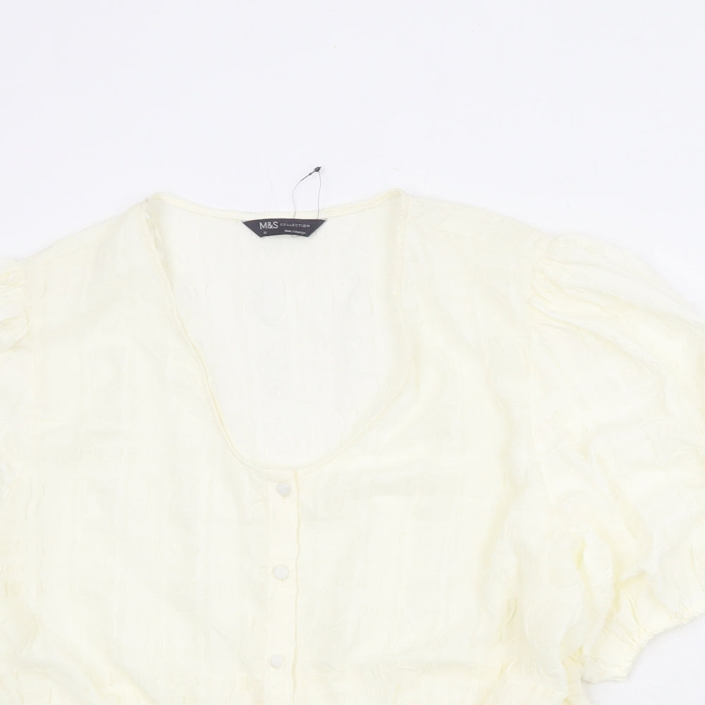 Marks and Spencer Womens Ivory Polyester Basic Blouse Size 20 Round Neck