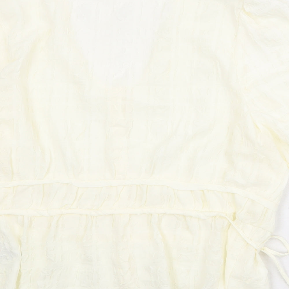 Marks and Spencer Womens Ivory Polyester Basic Blouse Size 20 Round Neck