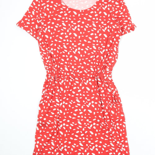 SOSANDAR Womens Red Geometric Viscose A-Line Size 10 Round Neck Pullover