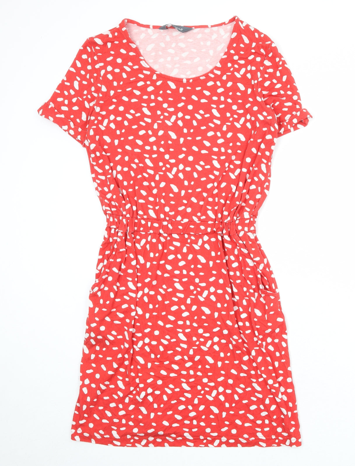 SOSANDAR Womens Red Geometric Viscose A-Line Size 10 Round Neck Pullover