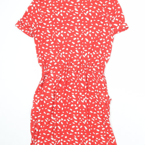 SOSANDAR Womens Red Geometric Viscose A-Line Size 10 Round Neck Pullover