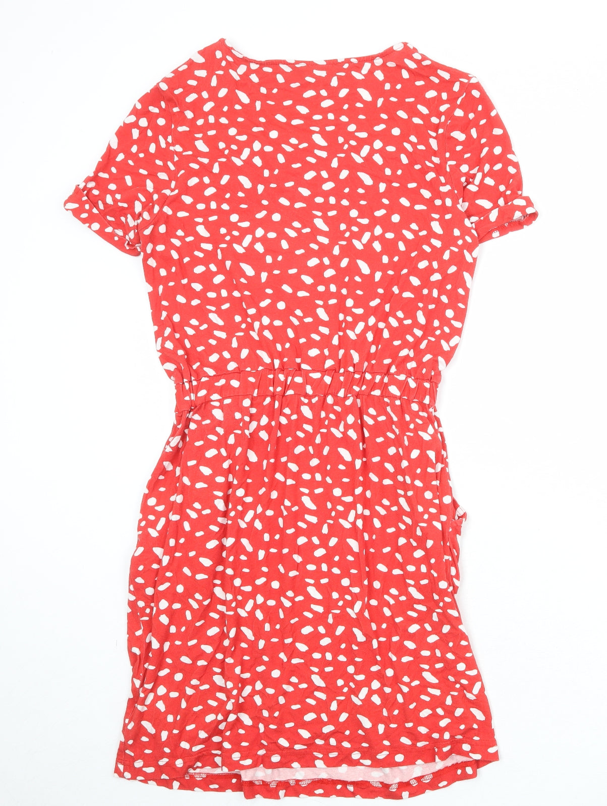 SOSANDAR Womens Red Geometric Viscose A-Line Size 10 Round Neck Pullover