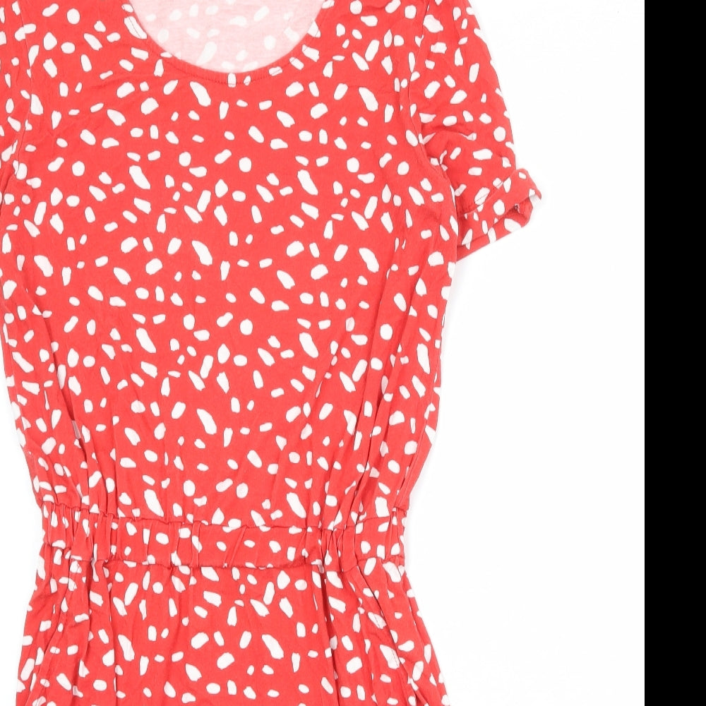SOSANDAR Womens Red Geometric Viscose A-Line Size 10 Round Neck Pullover