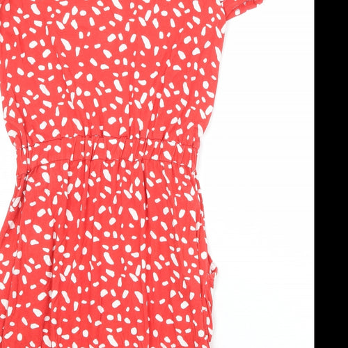 SOSANDAR Womens Red Geometric Viscose A-Line Size 10 Round Neck Pullover