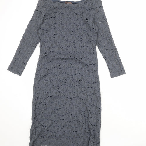 Phase Eight Womens Grey Floral Viscose Shift Size 10 Boat Neck Pullover