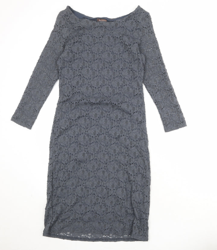 Phase Eight Womens Grey Floral Viscose Shift Size 10 Boat Neck Pullover