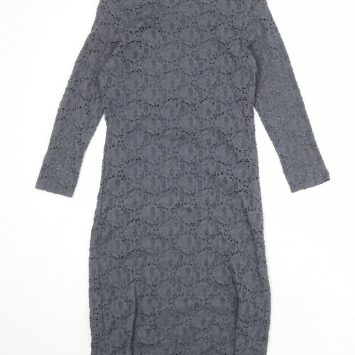Phase Eight Womens Grey Floral Viscose Shift Size 10 Boat Neck Pullover