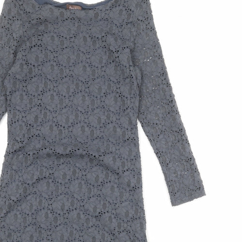 Phase Eight Womens Grey Floral Viscose Shift Size 10 Boat Neck Pullover