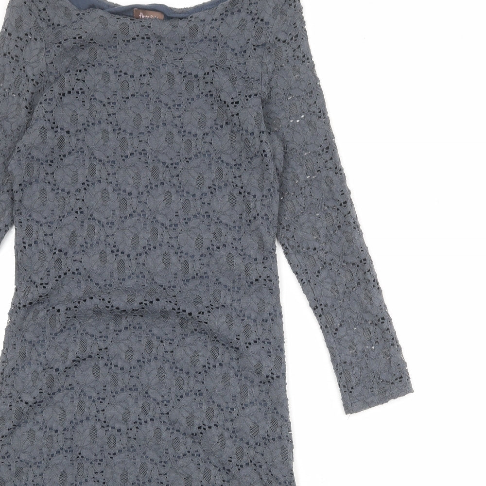 Phase Eight Womens Grey Floral Viscose Shift Size 10 Boat Neck Pullover