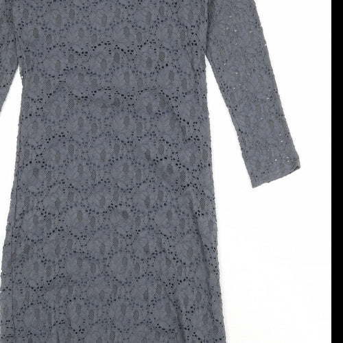 Phase Eight Womens Grey Floral Viscose Shift Size 10 Boat Neck Pullover