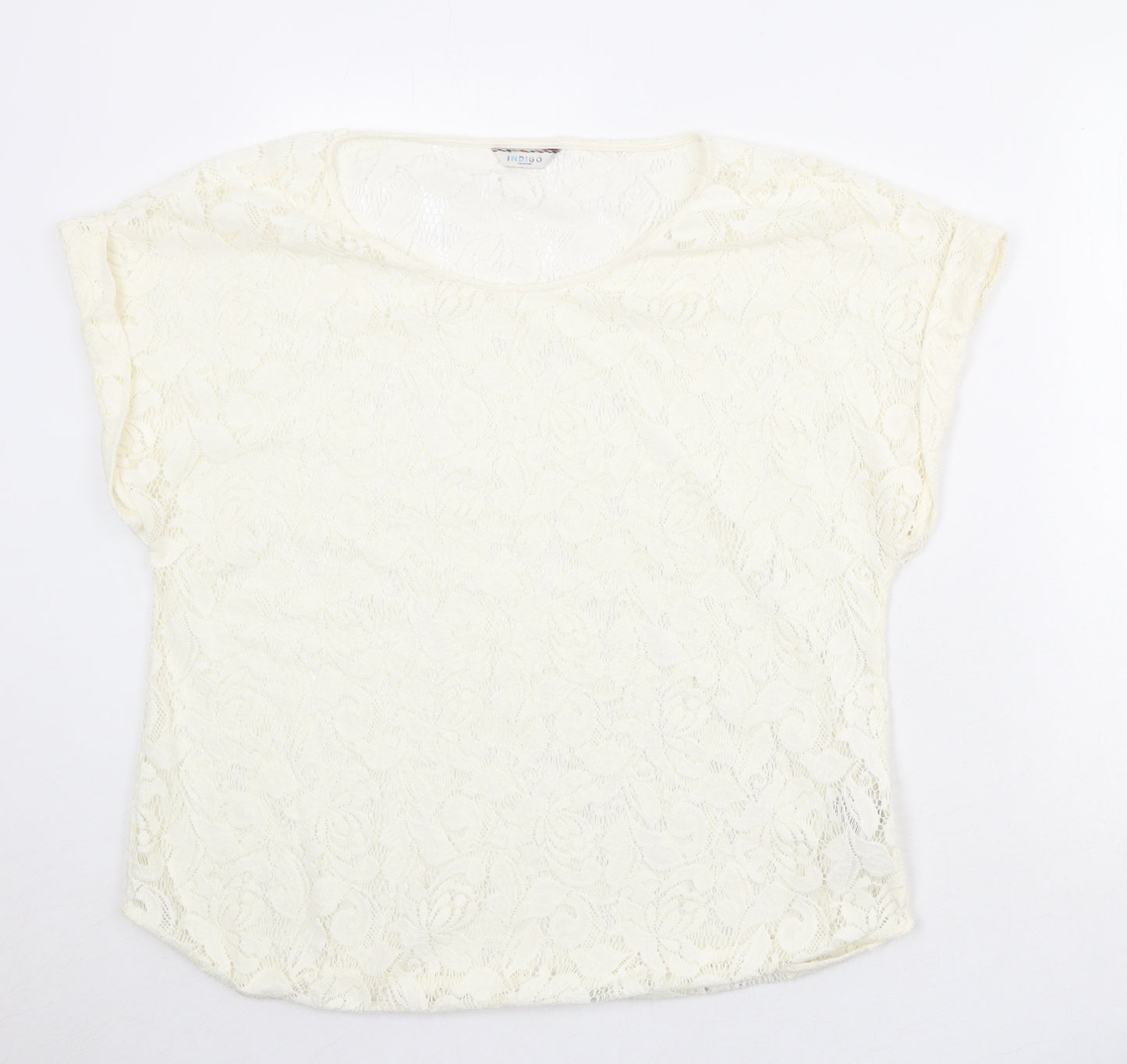 Marks and Spencer Womens Ivory Polyester Basic Blouse Size 16 Round Neck