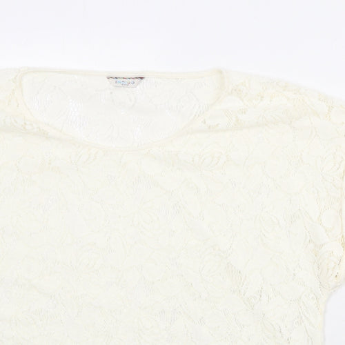 Marks and Spencer Womens Ivory Polyester Basic Blouse Size 16 Round Neck