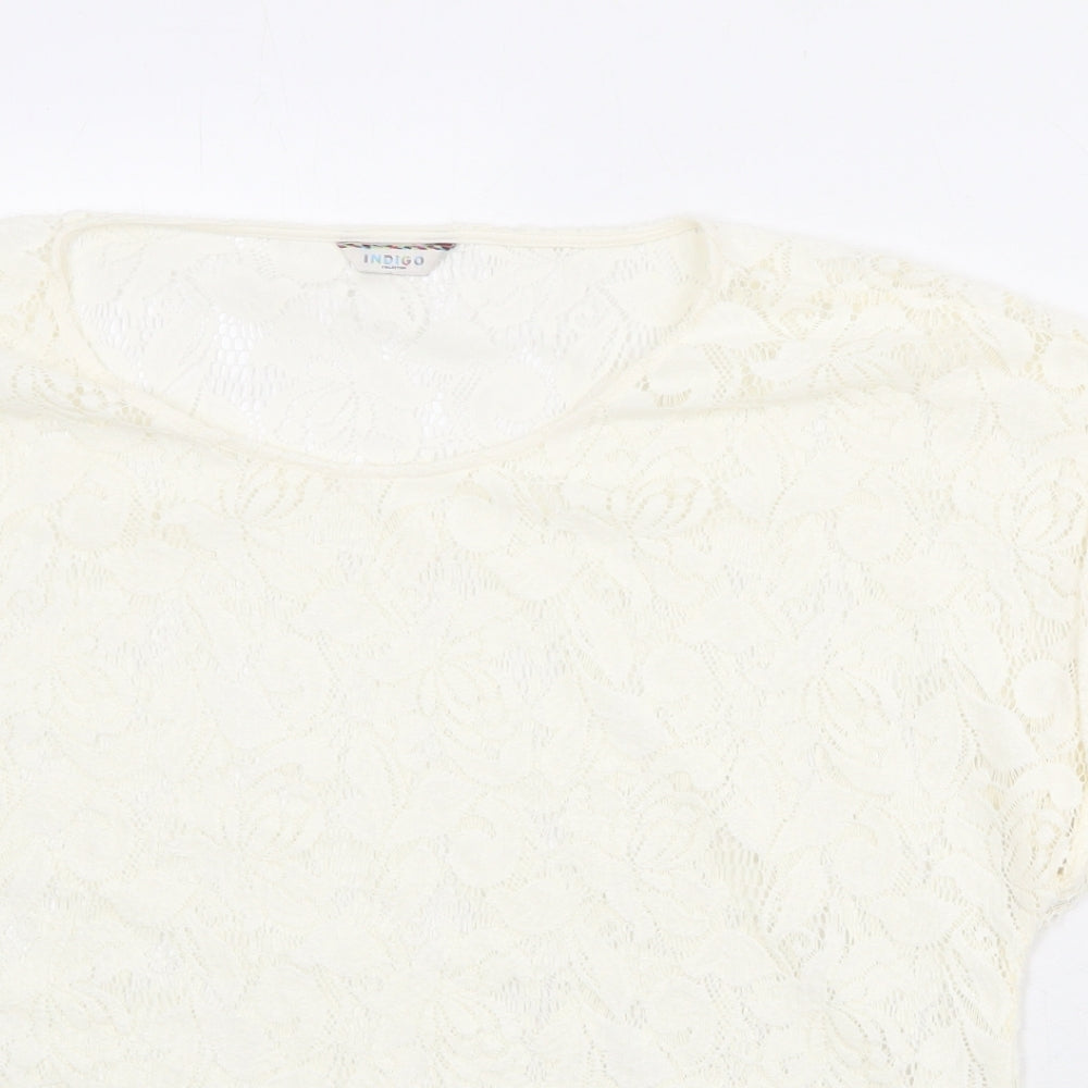 Marks and Spencer Womens Ivory Polyester Basic Blouse Size 16 Round Neck