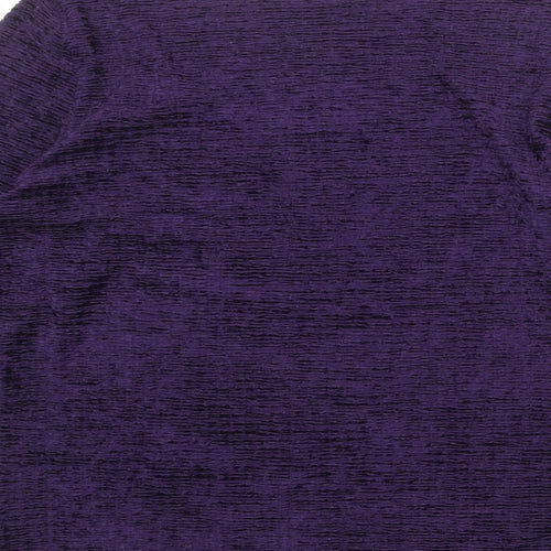 Per Una Womens Purple Geometric Polyester Basic Blouse Size 14 Round Neck