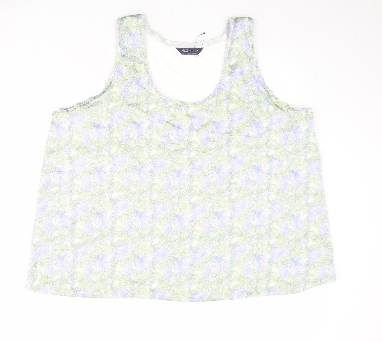 Marks and Spencer Womens Multicoloured Geometric Viscose Basic Tank Size 20 Scoop Neck
