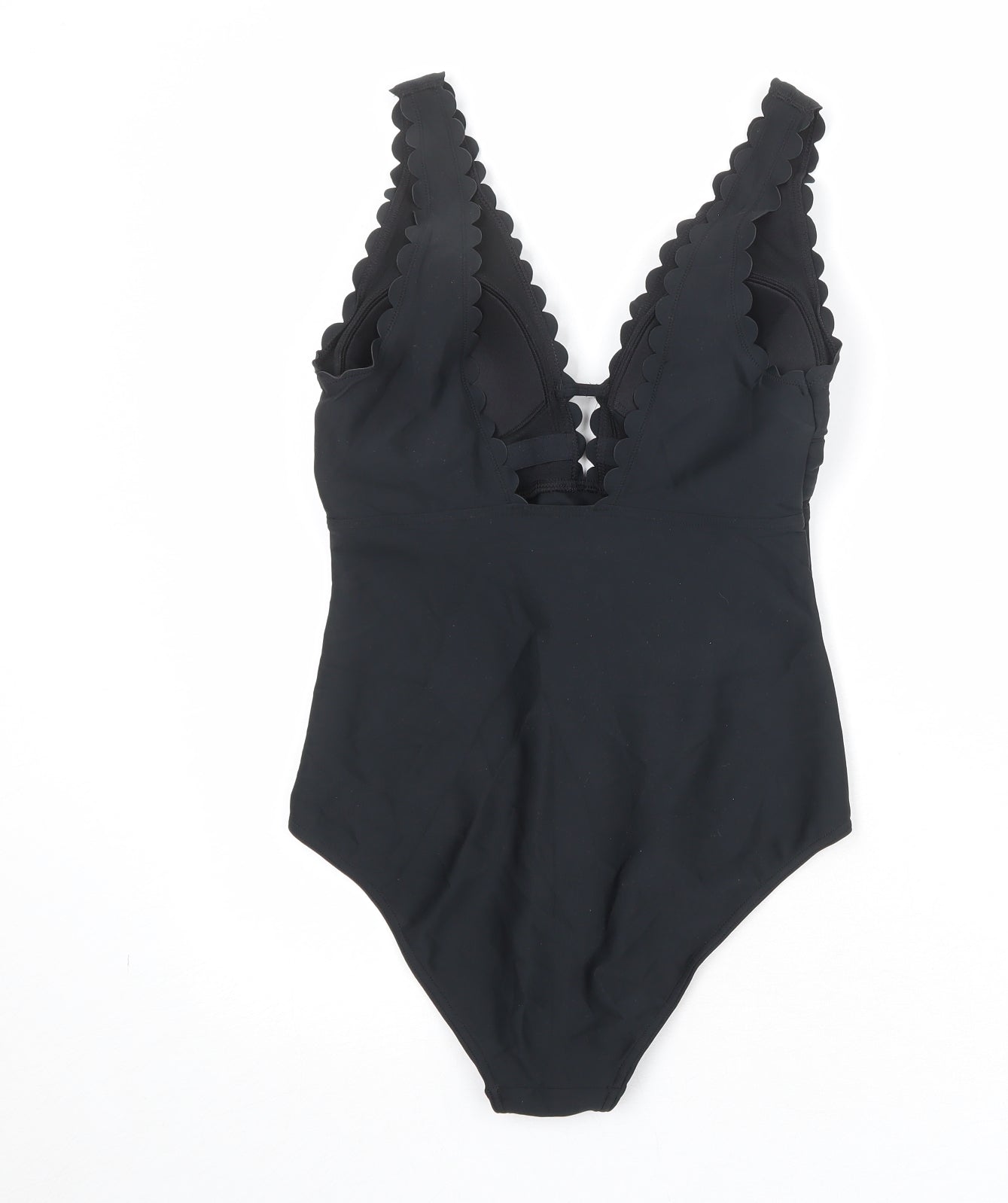 Marks and Spencer Womens Black Polyamide One Piece Size 14 - Scalloped