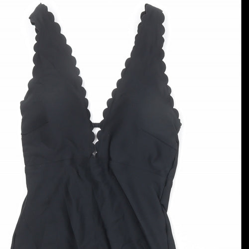 Marks and Spencer Womens Black Polyamide One Piece Size 14 - Scalloped