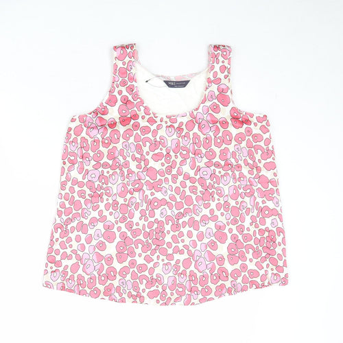 Marks and Spencer Womens Pink Animal Print Polyester Basic Tank Size 8 Scoop Neck