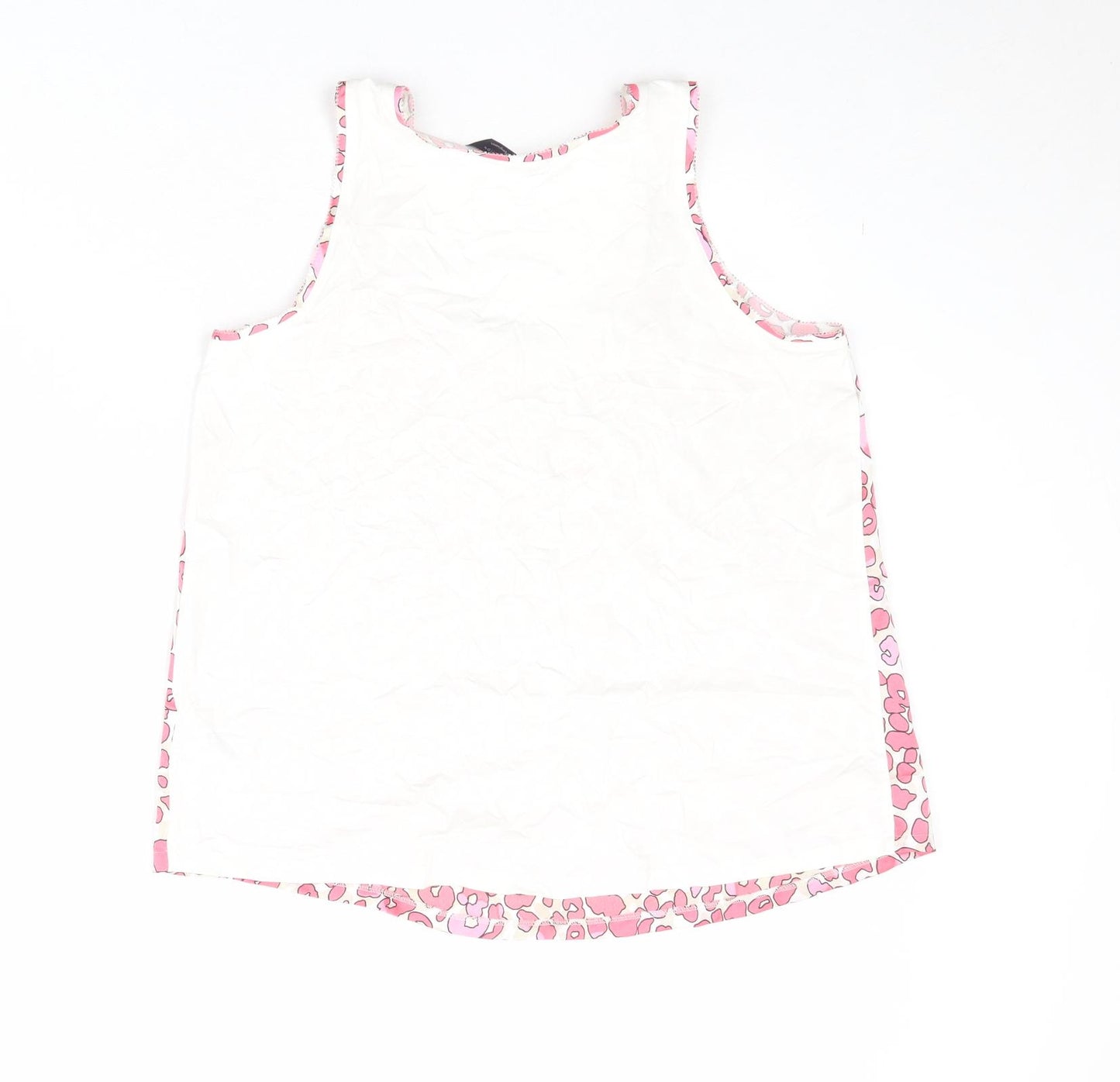 Marks and Spencer Womens Pink Animal Print Polyester Basic Tank Size 8 Scoop Neck