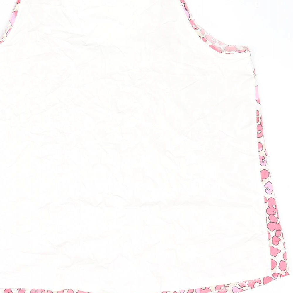 Marks and Spencer Womens Pink Animal Print Polyester Basic Tank Size 8 Scoop Neck