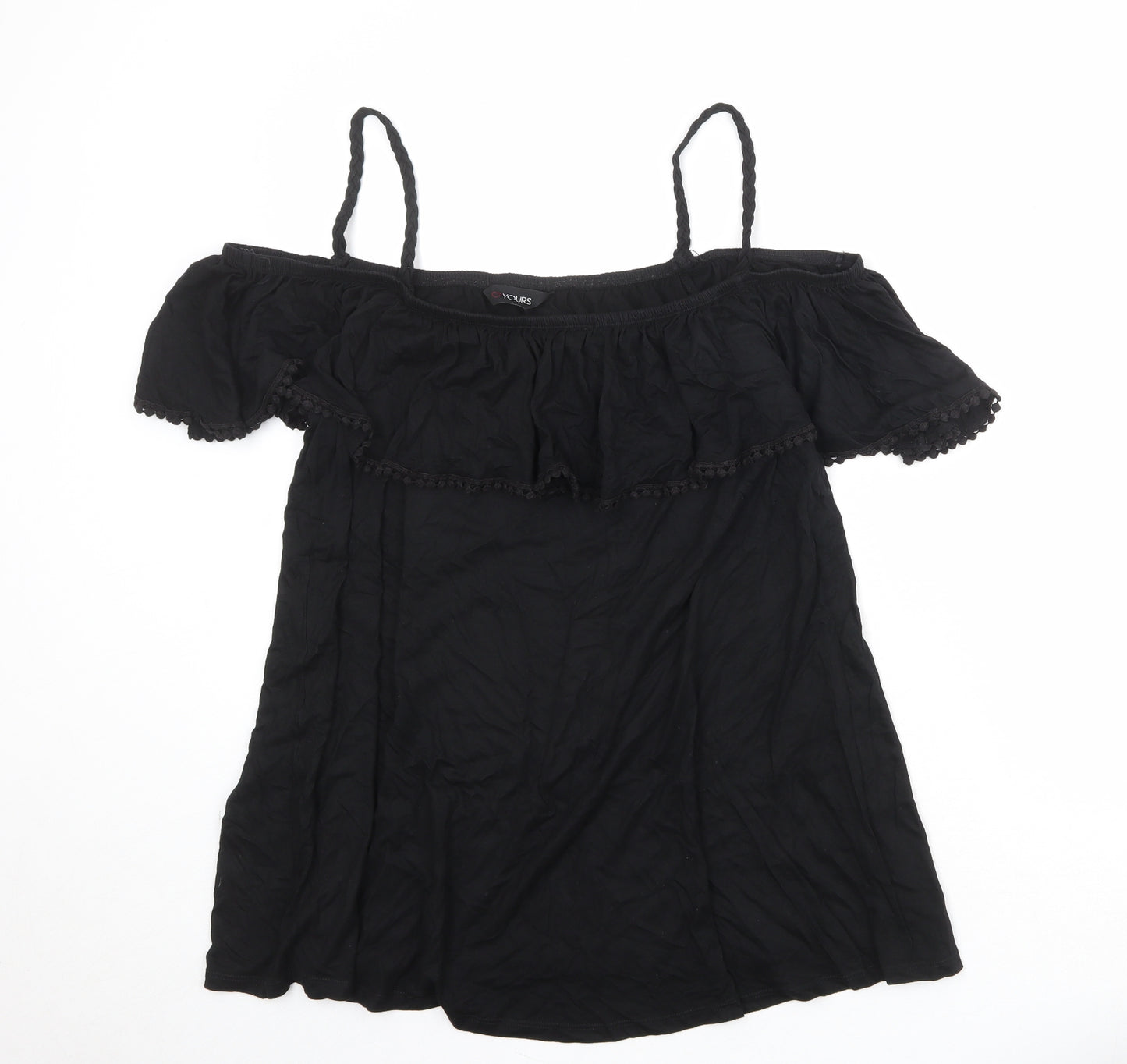 Yours Womens Black Cotton Camisole Tank Size 18 Square Neck