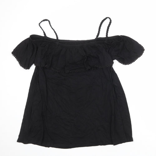 Yours Womens Black Cotton Camisole Tank Size 18 Square Neck