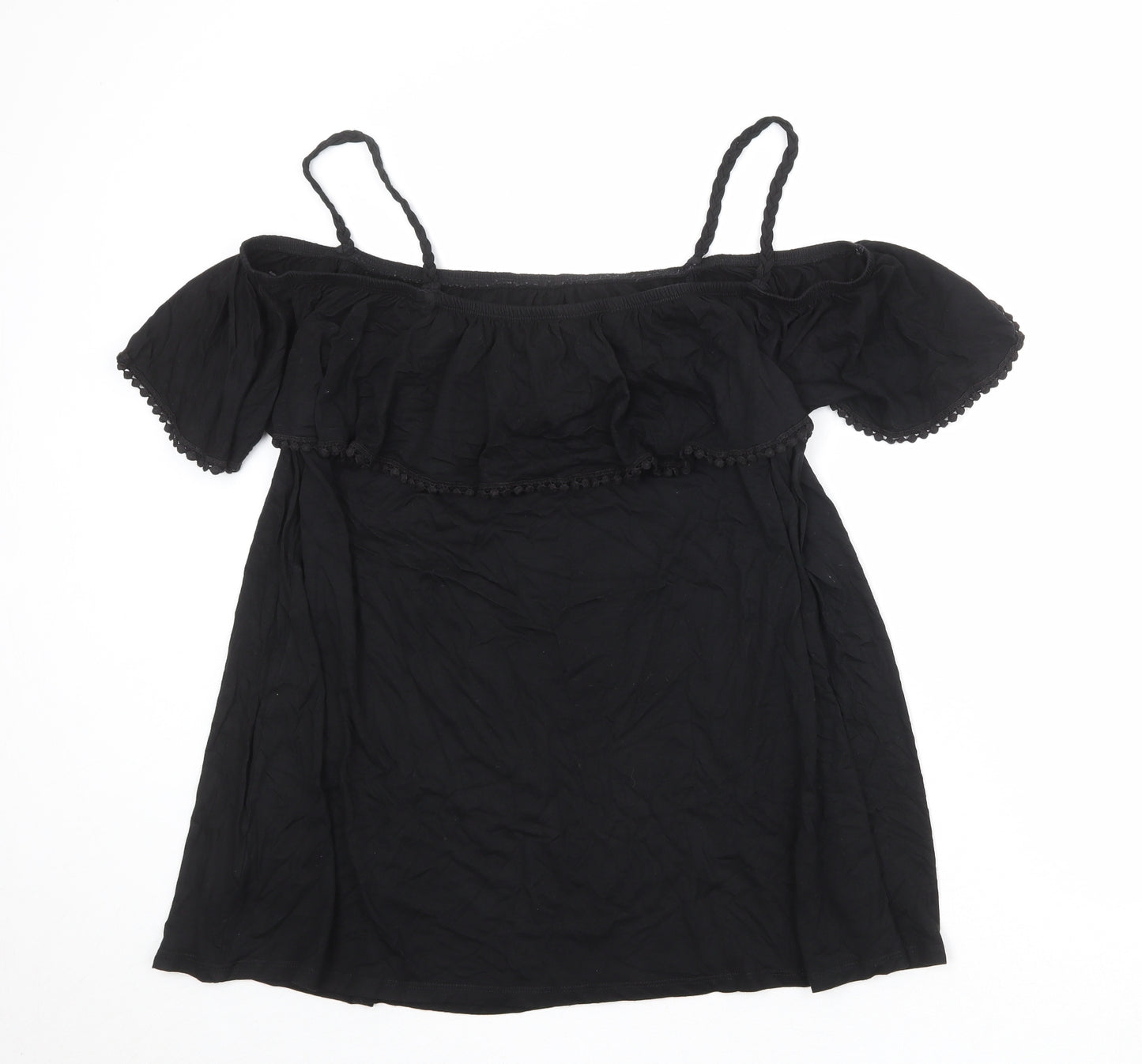 Yours Womens Black Cotton Camisole Tank Size 18 Square Neck