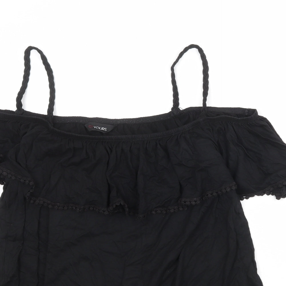 Yours Womens Black Cotton Camisole Tank Size 18 Square Neck