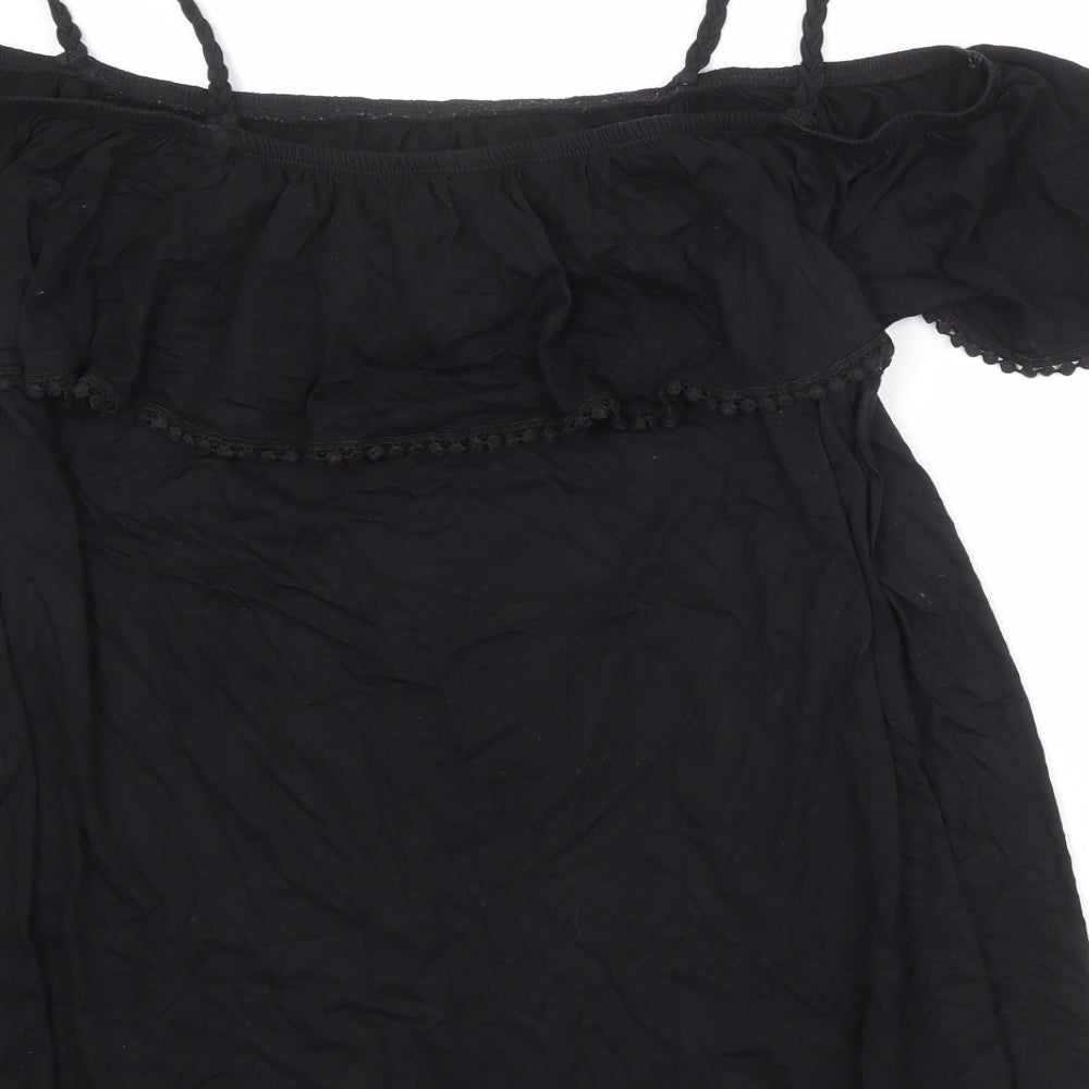Yours Womens Black Cotton Camisole Tank Size 18 Square Neck