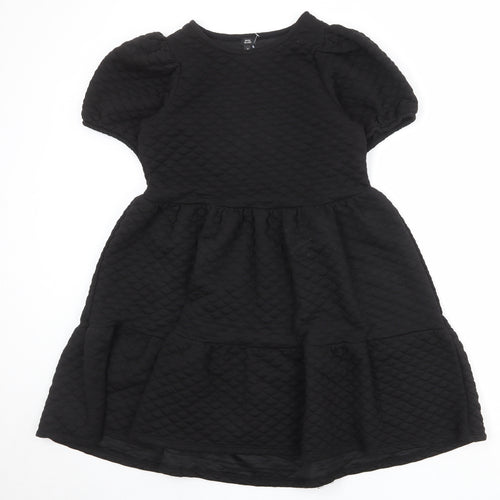 River Island Womens Black Polyester A-Line Size 10 Round Neck Zip