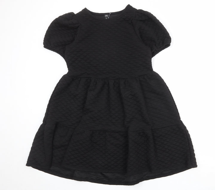River Island Womens Black Polyester A-Line Size 10 Round Neck Zip