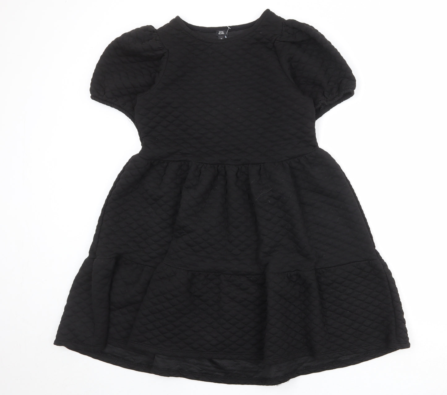 River Island Womens Black Polyester A-Line Size 10 Round Neck Zip