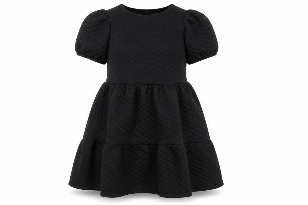 Front view of River Island women’s black polyester a-line, size UK 10, round neck zip